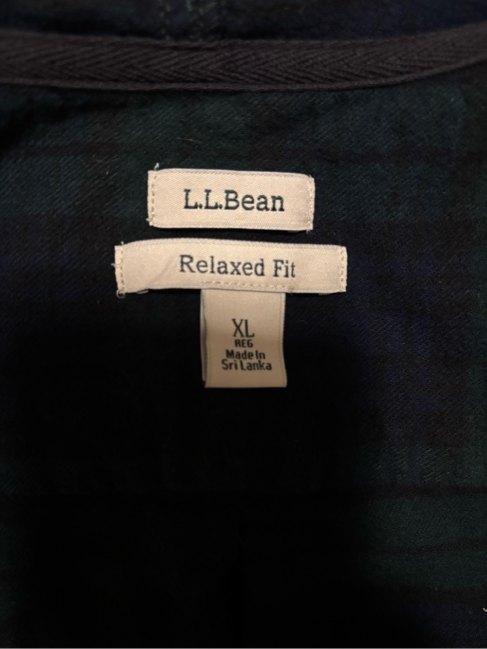 LL Bean Navy and Green Plaid Flannel Relaxed Zip Hoodie - Picture 3 of 6